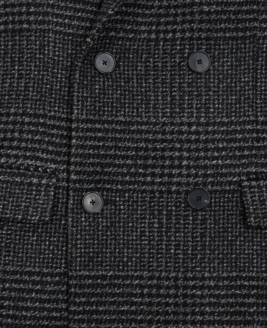 The Kooples HOMME DARK GREY manteau long en laine à carreaux