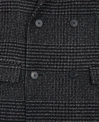 The Kooples HOMME DARK GREY manteau long en laine à carreaux