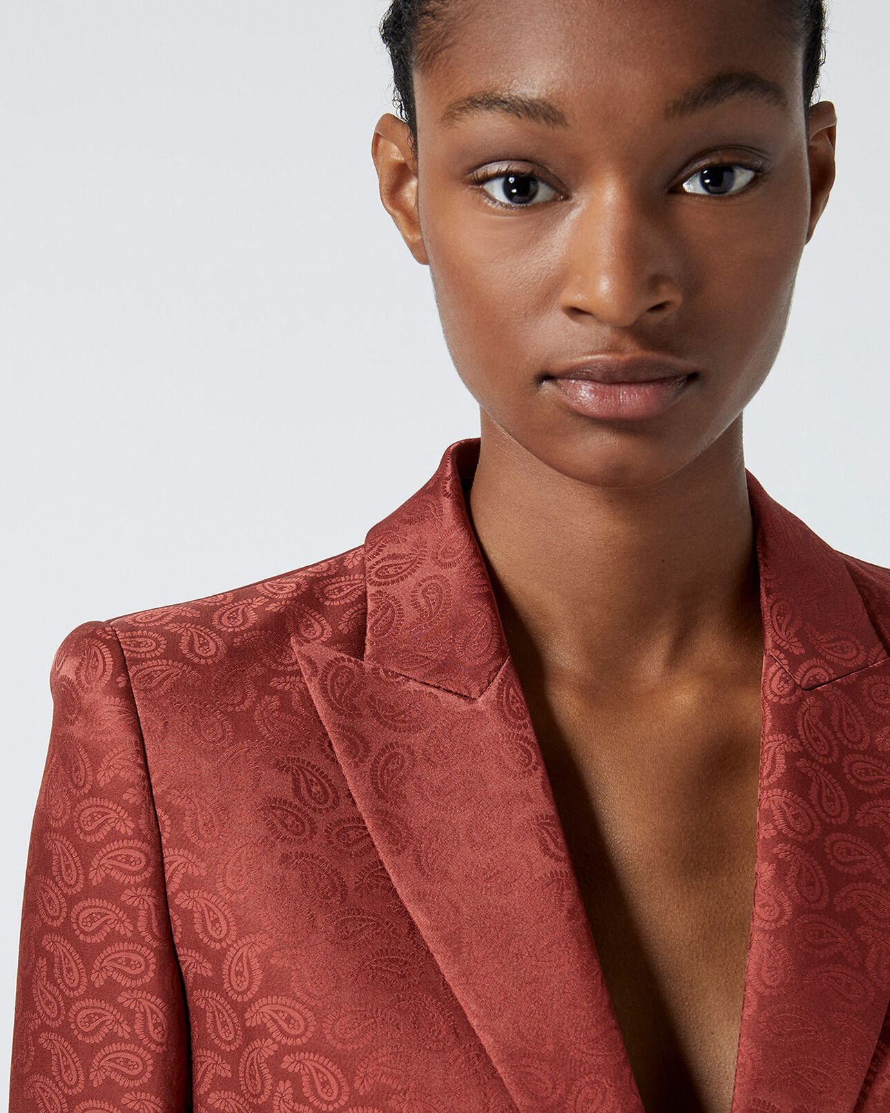 The Kooples DAMEN PINK satinierter blazer aus rosa jacquardgewebe