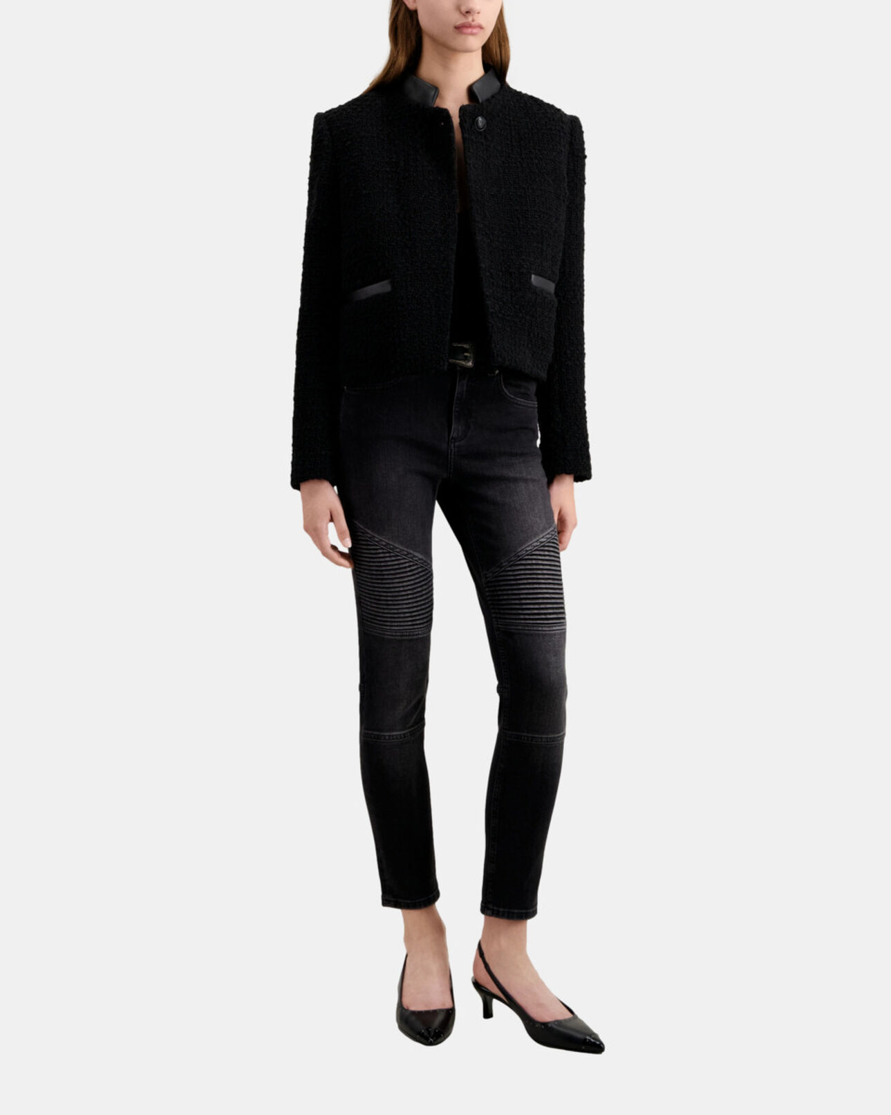 The Kooples WOMEN BLACK short black tweed jacket