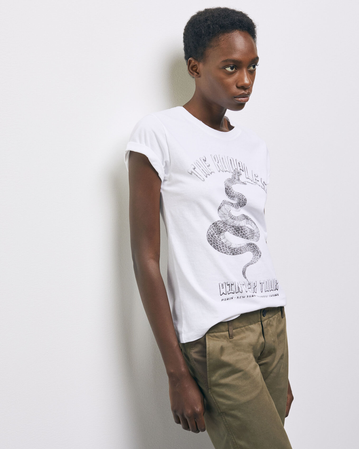 White T-Shirt with screen print, WHITE, hi-res image number null