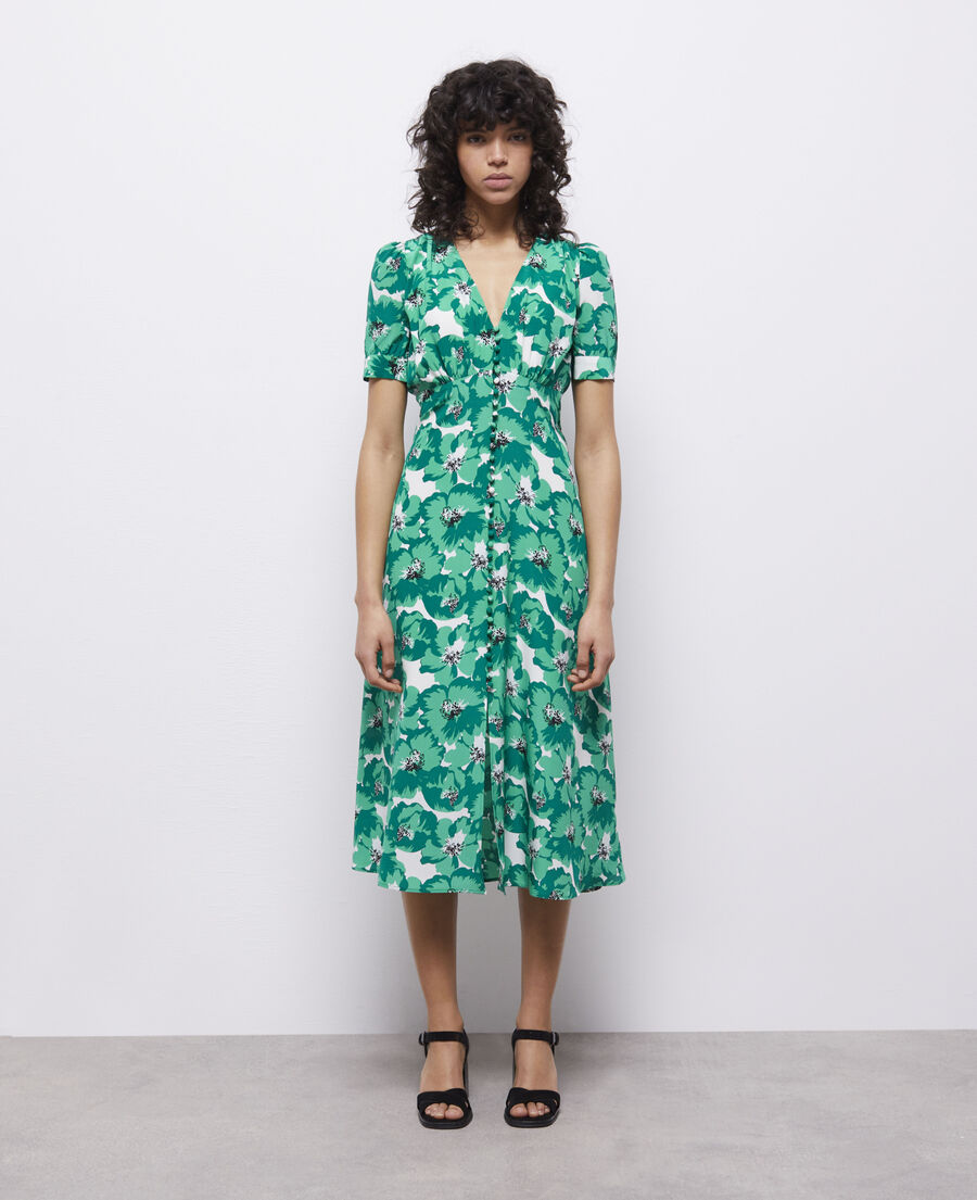 robe longue imprimée avec boutonnage