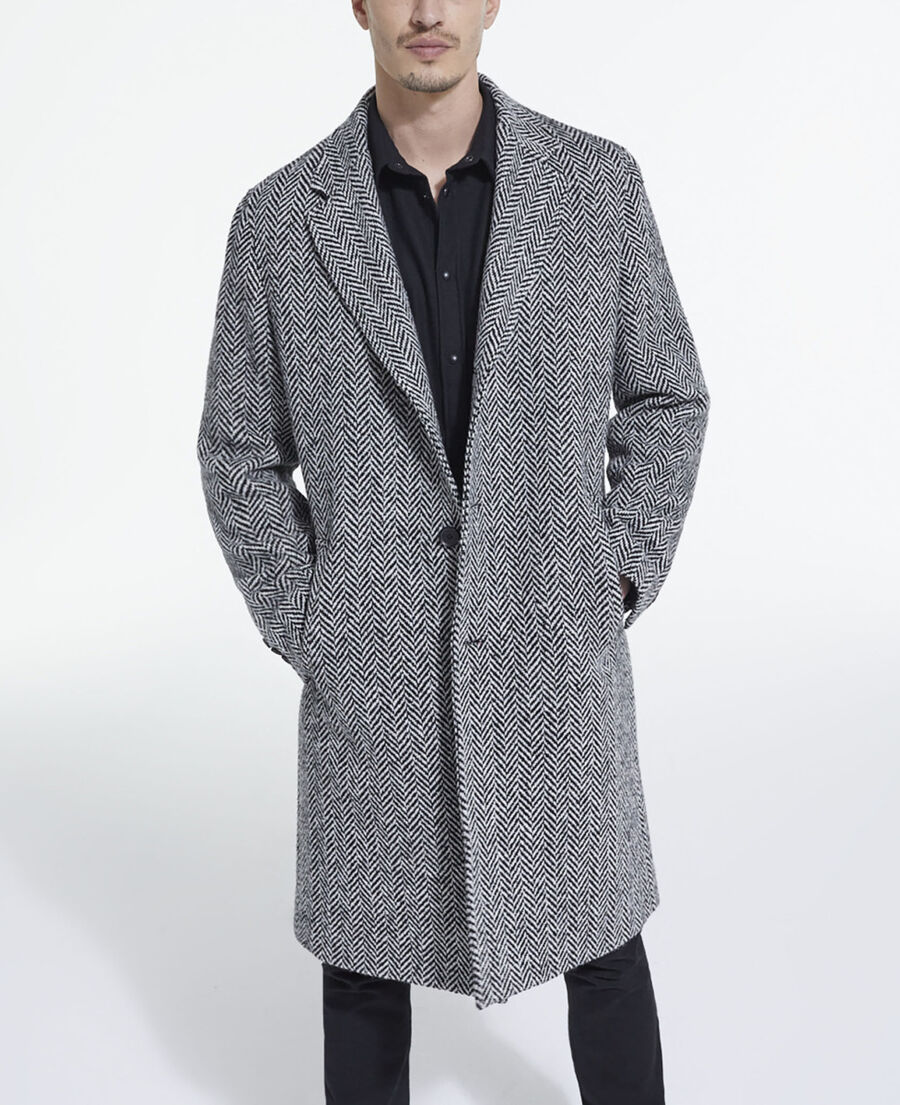 patterned wool coat