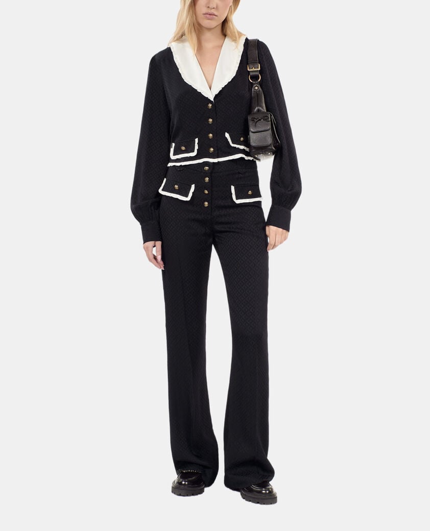 The Kooples F BLACK black ruffled top