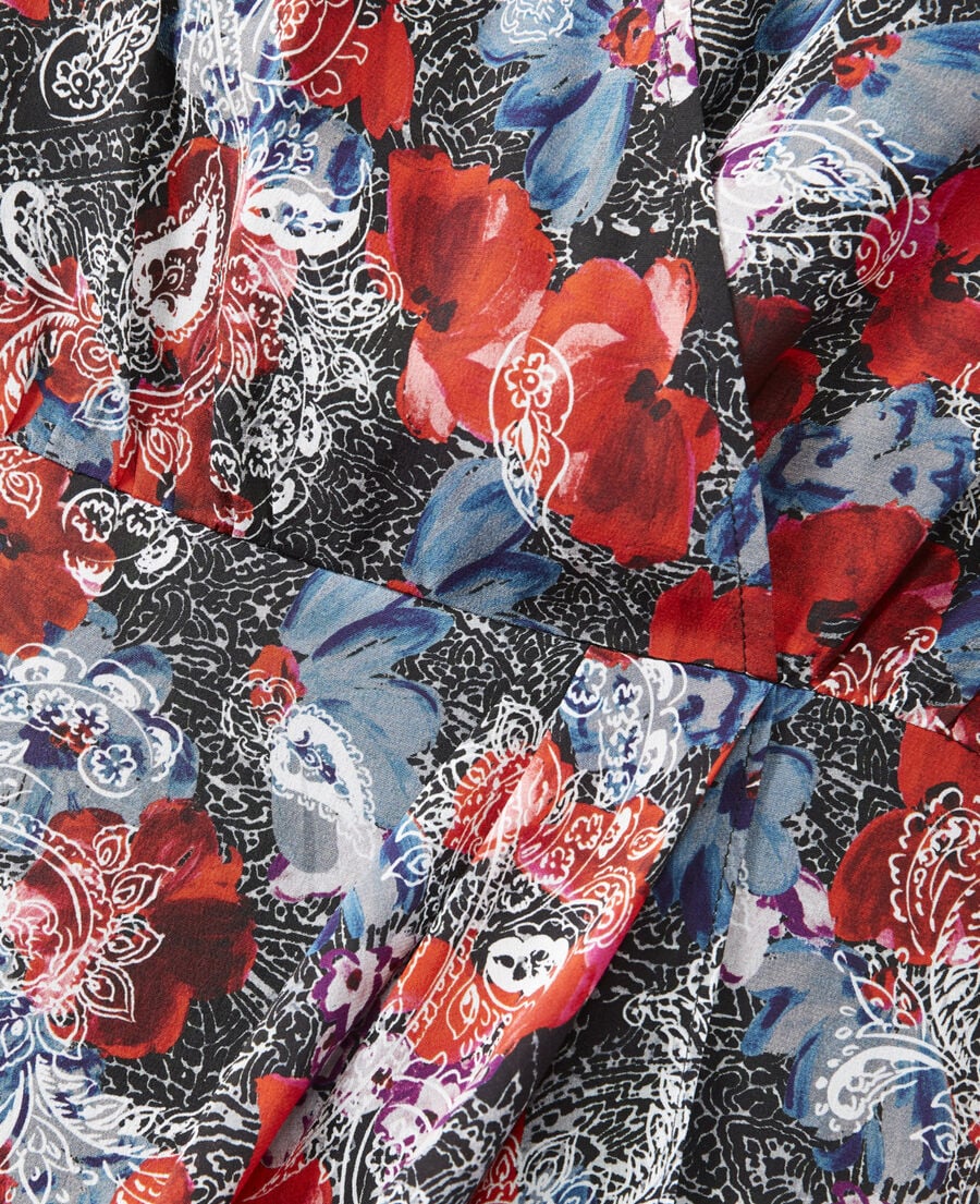 The Kooples WOMEN RED short silk dress with floral print