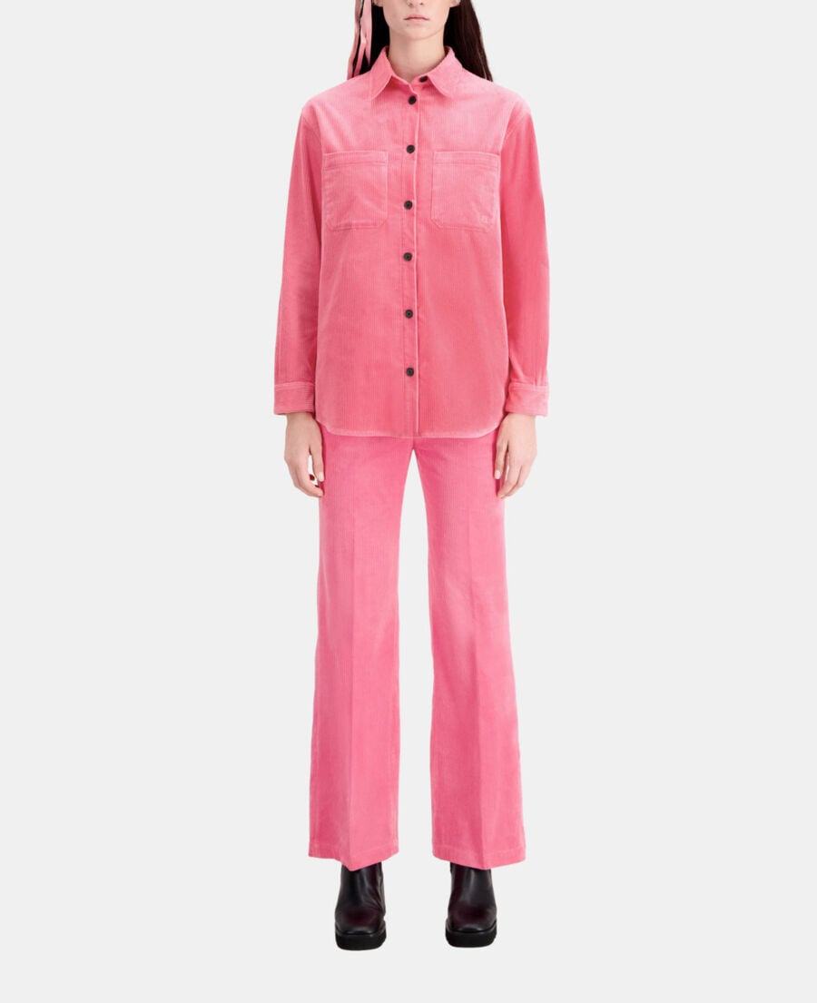 The Kooples FEMME OLD PINK surchemise rose en velours côtelé