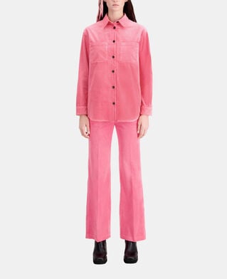 The Kooples FEMME OLD PINK surchemise rose en velours côtelé