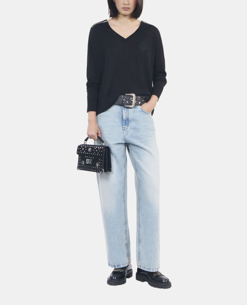 The Kooples WOMEN BLACK black merino wool sweater