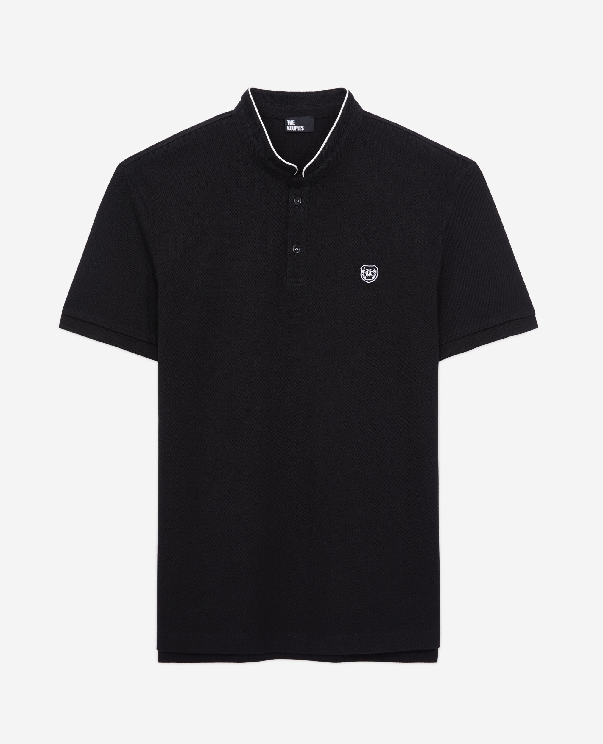 Schwarzes Poloshirt aus Baumwollpiqué, BLACK / WHITE, hi-res image number null