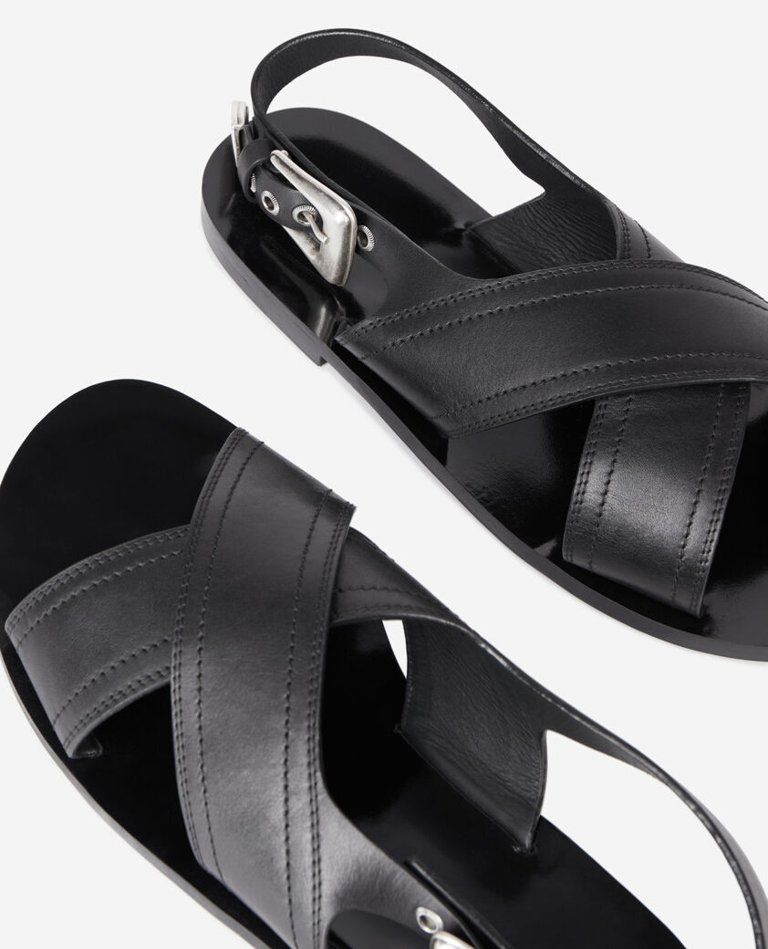The Kooples HOMME BLACK sandales en cuir noir