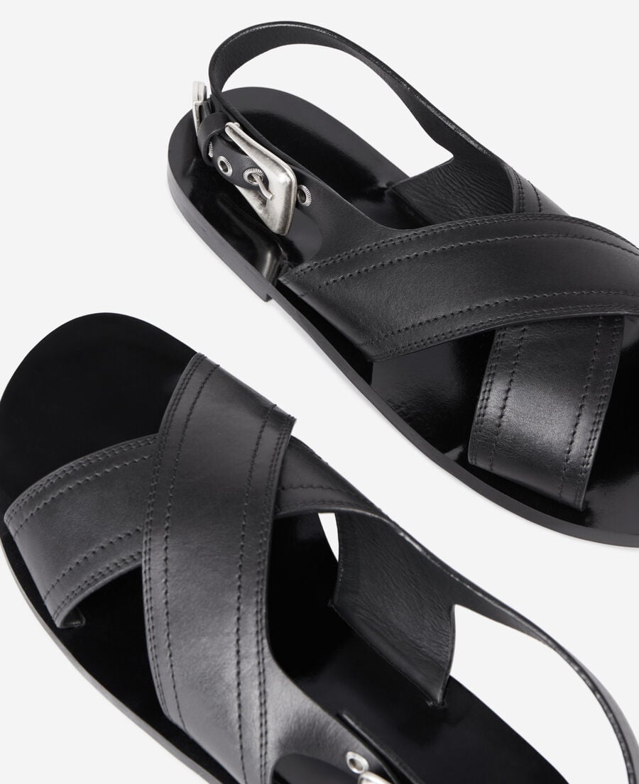 The Kooples HOMME BLACK sandales en cuir noir