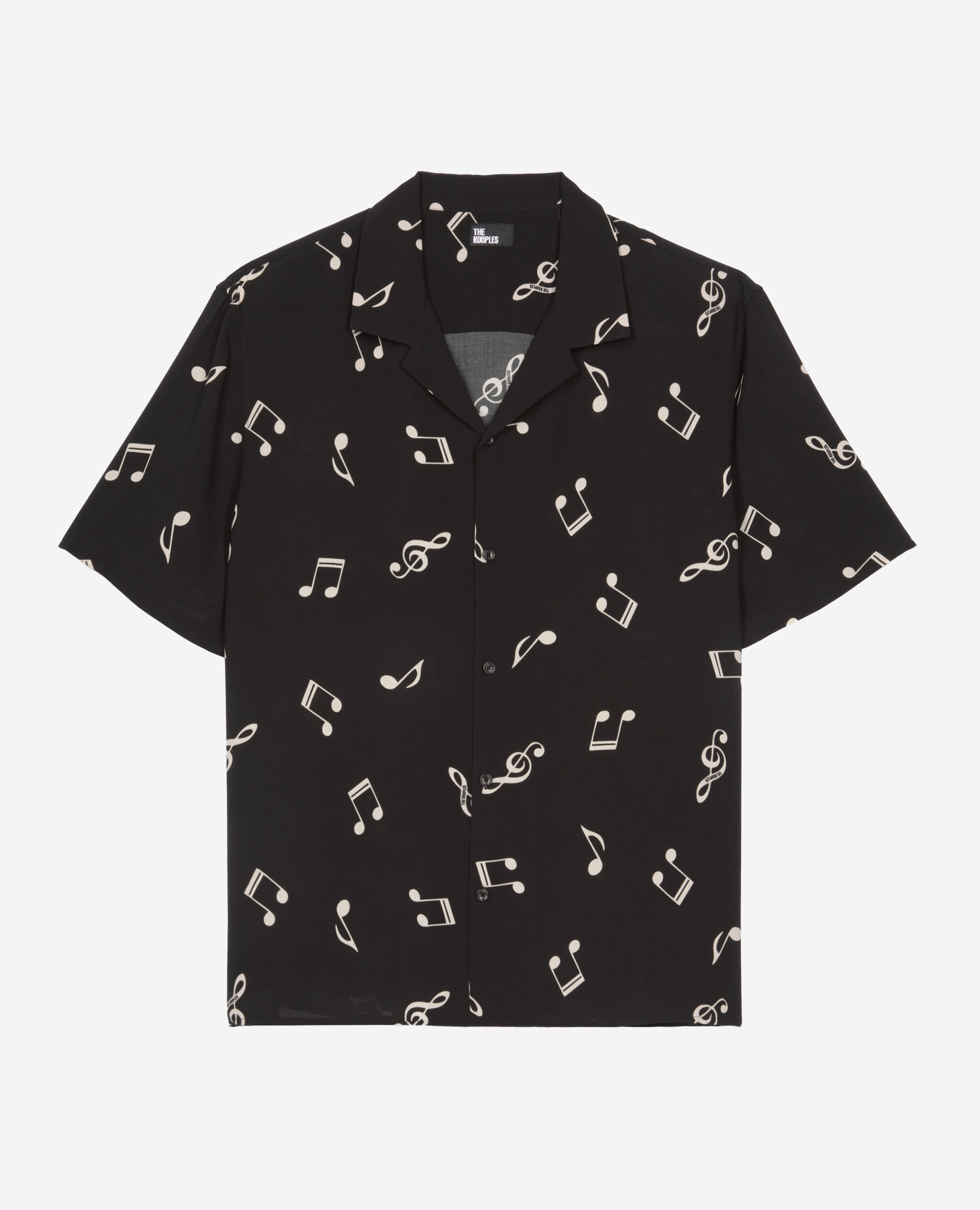 Short-sleeved music print shirt, BLACK WHITE, hi-res image number null
