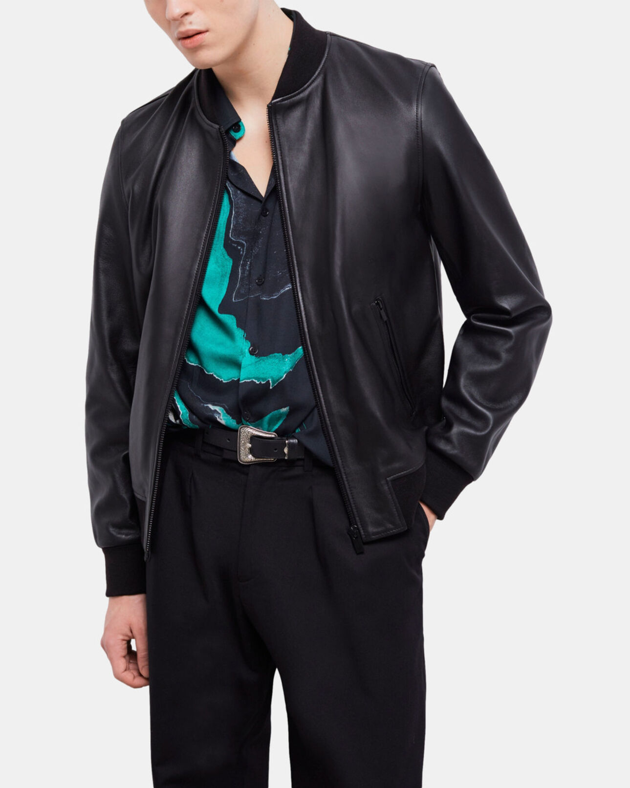 The Kooples H BLACK black leather jacket