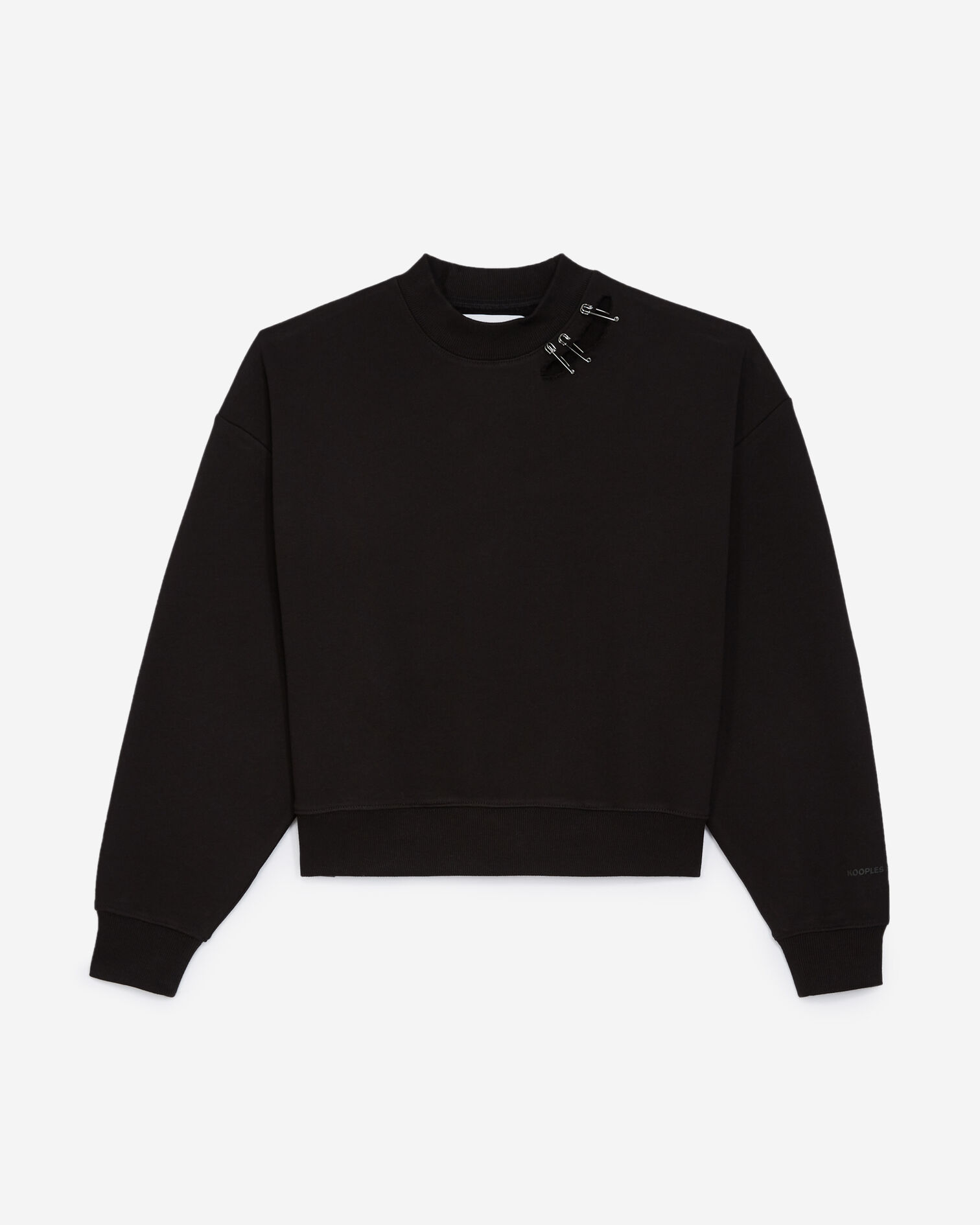 Sweatshirt noir à détails métallisés, BLACK, hi-res image number null
