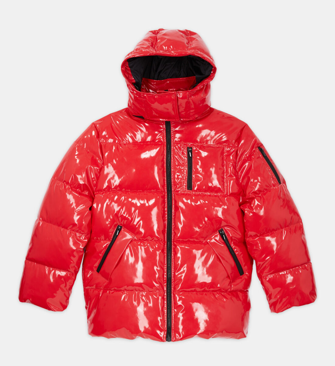 Red oversized puffer jacket on sale