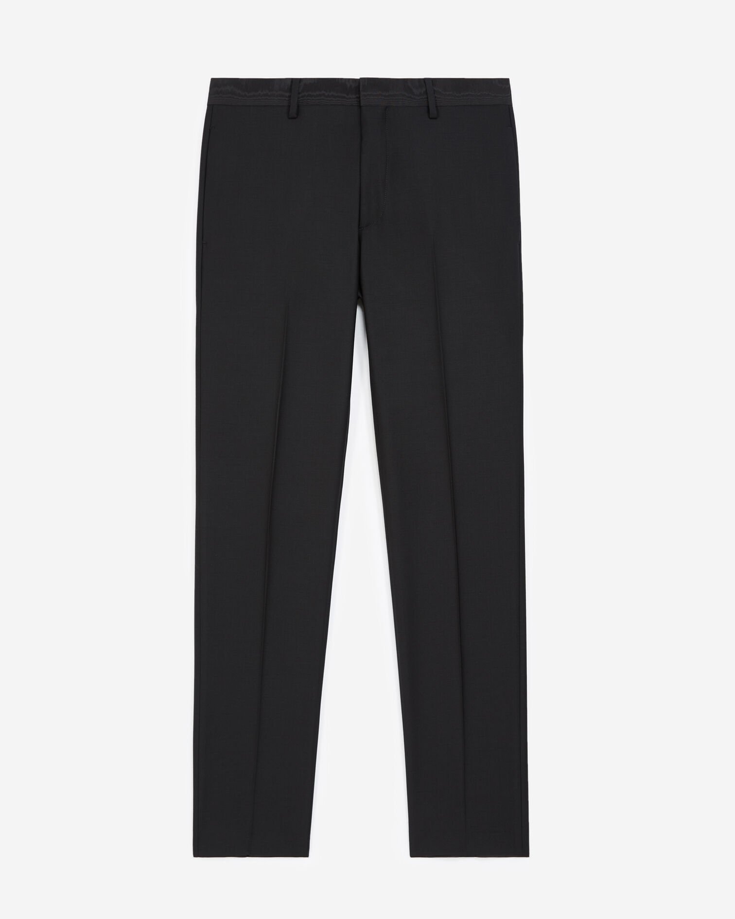 Fitted black dinner trousers in wool, BLACK, hi-res image number null