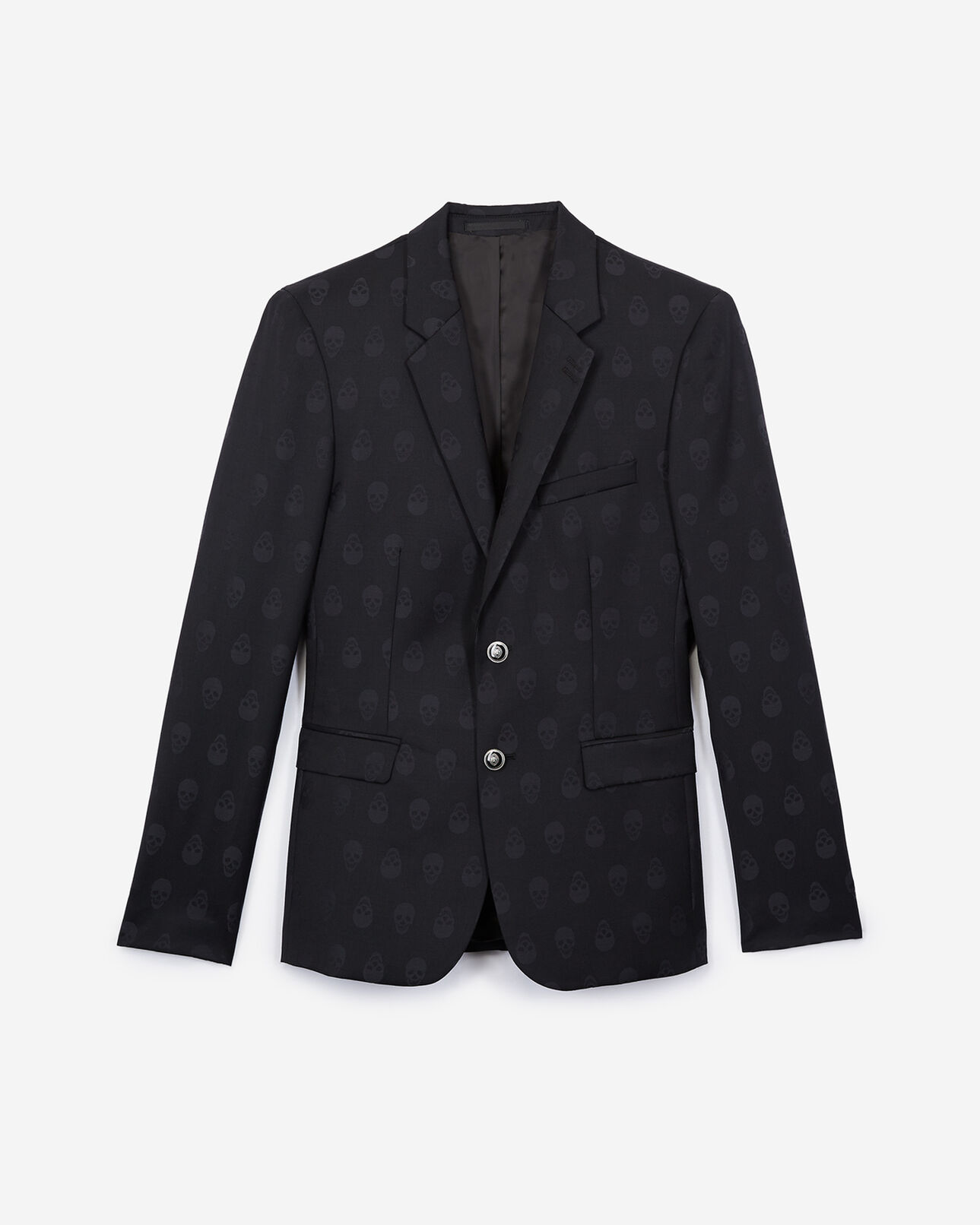 The Kooples MEN BLACK / ANTHRACITE black suit jacket with jacquard skull motif