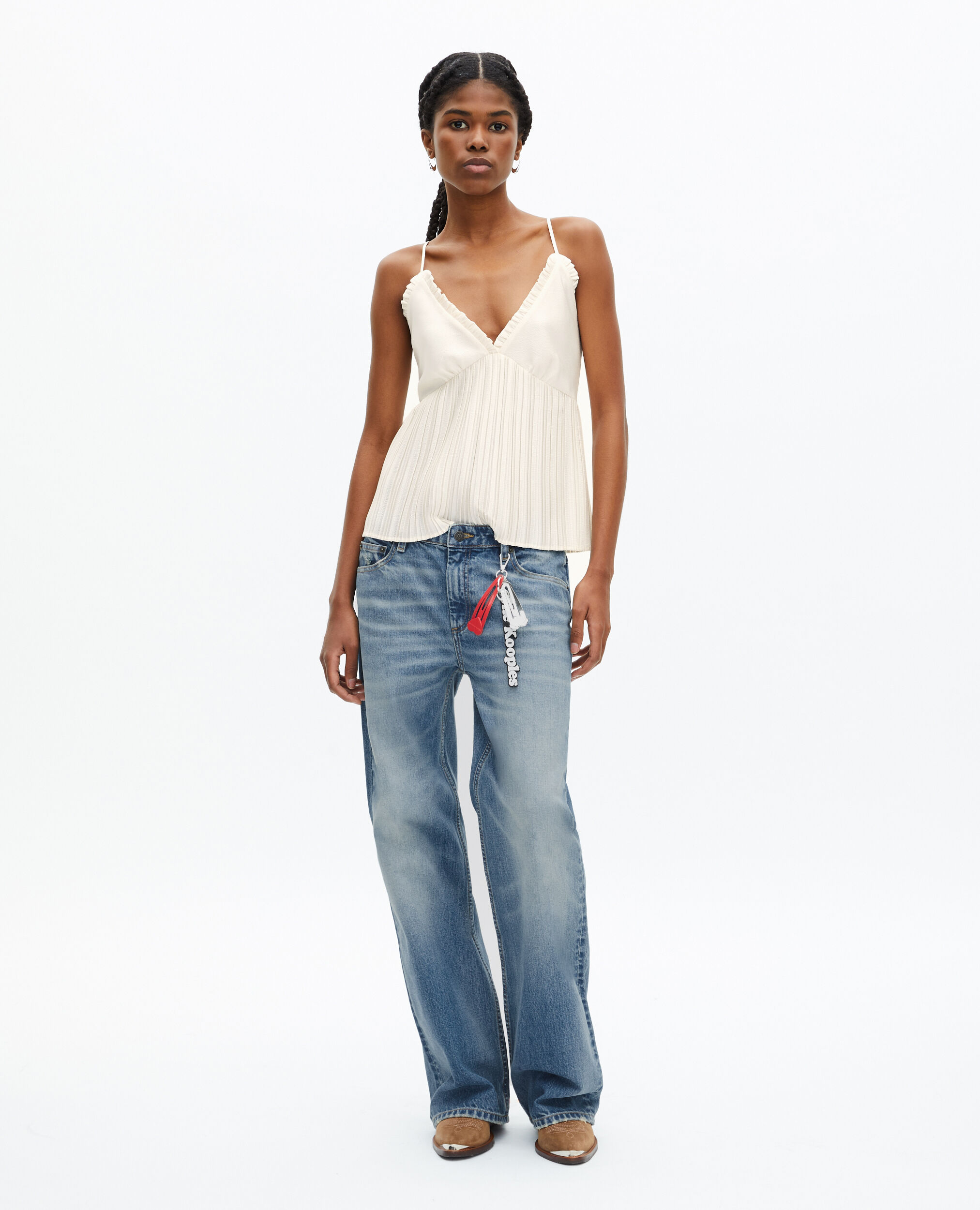 Ecru pleated camisole, ECRU, hi-res image number null