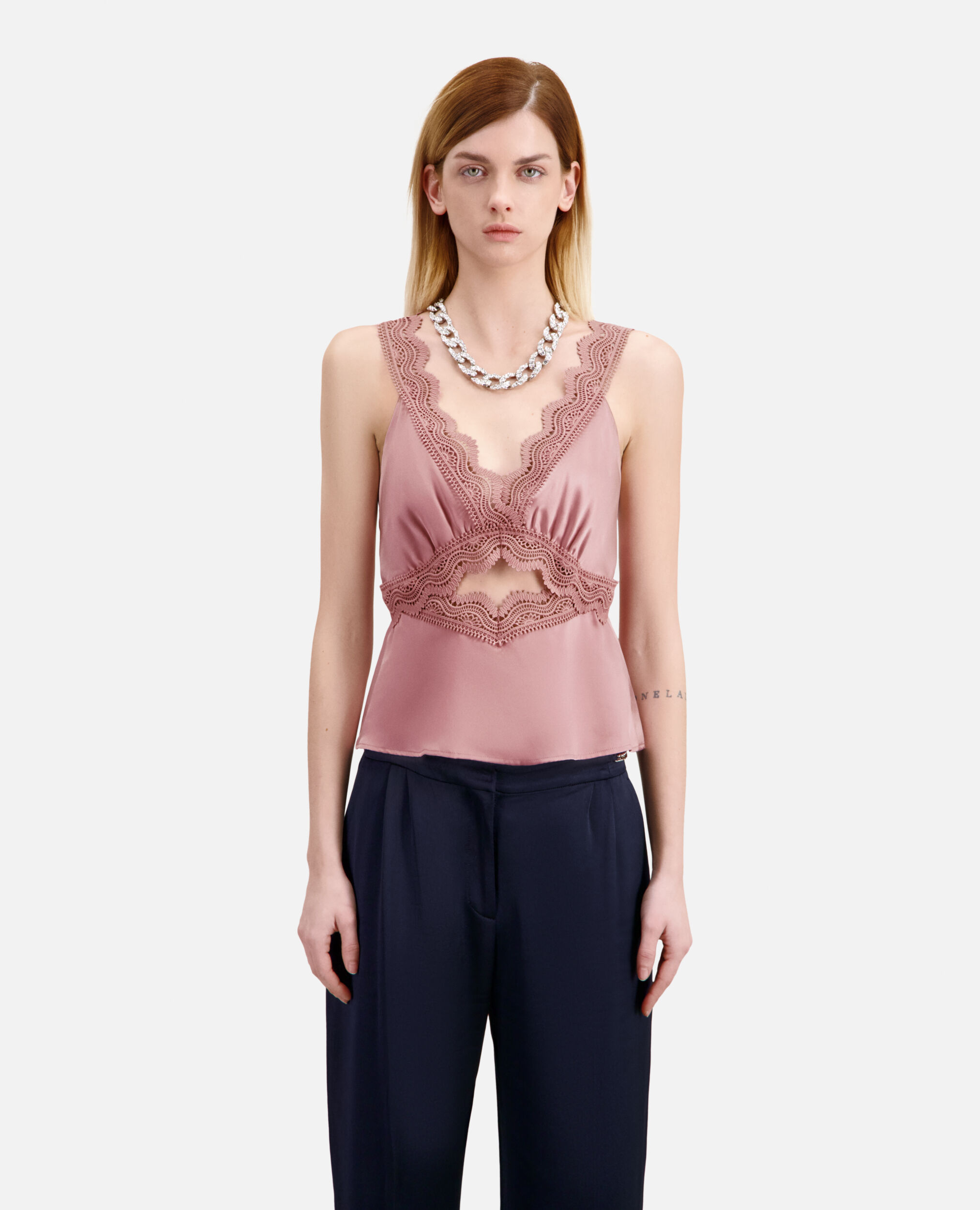 Lila Top mit Guipure-Details, PINK WOOD, hi-res image number null