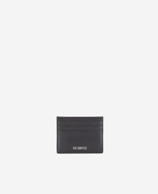 The Kooples H BLACK black leather card holder with skull