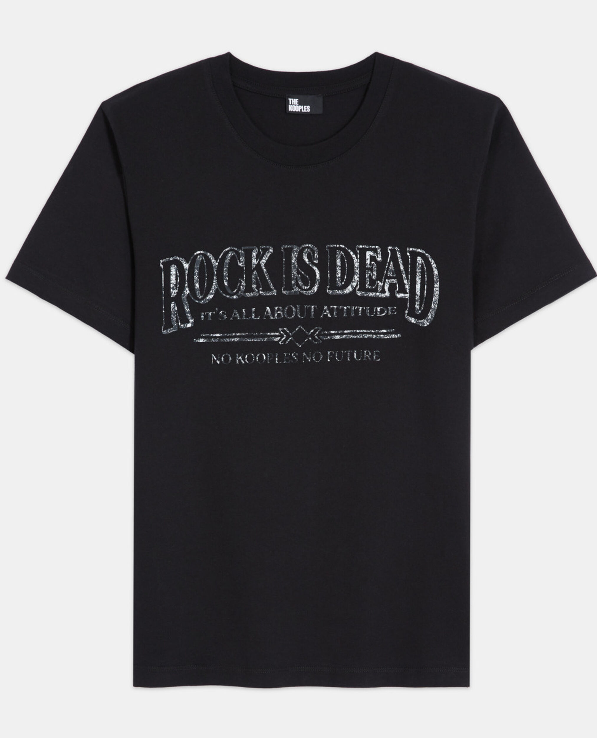 Black T-shirt with screen print, BLACK WASHED, hi-res image number null