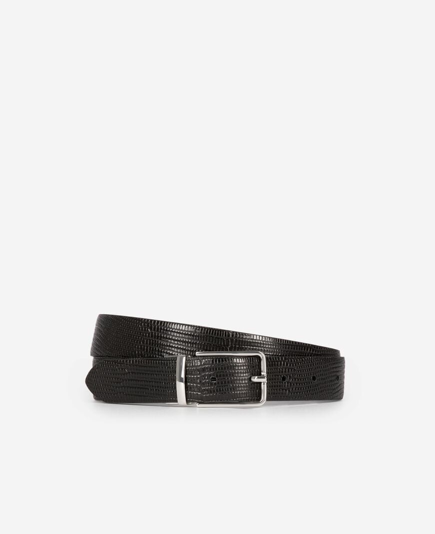 The Kooples HOMME BLACK ceinture réversible en cuir noir