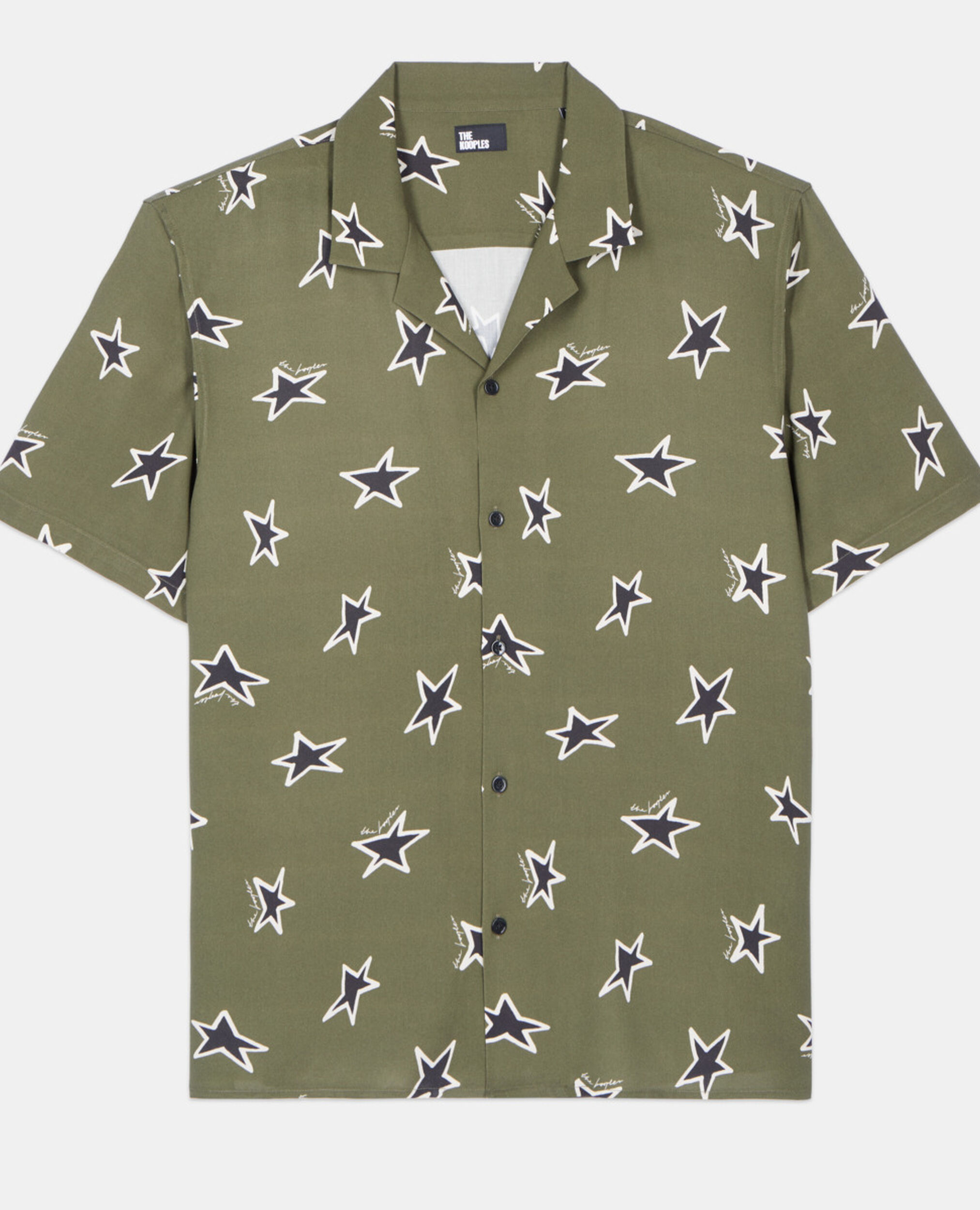 Short-sleeved star printed shirt, KAKI BLACK, hi-res image number null