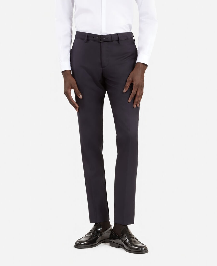 The Kooples MEN DARK NAVY navy blue wool fitted suit trousers