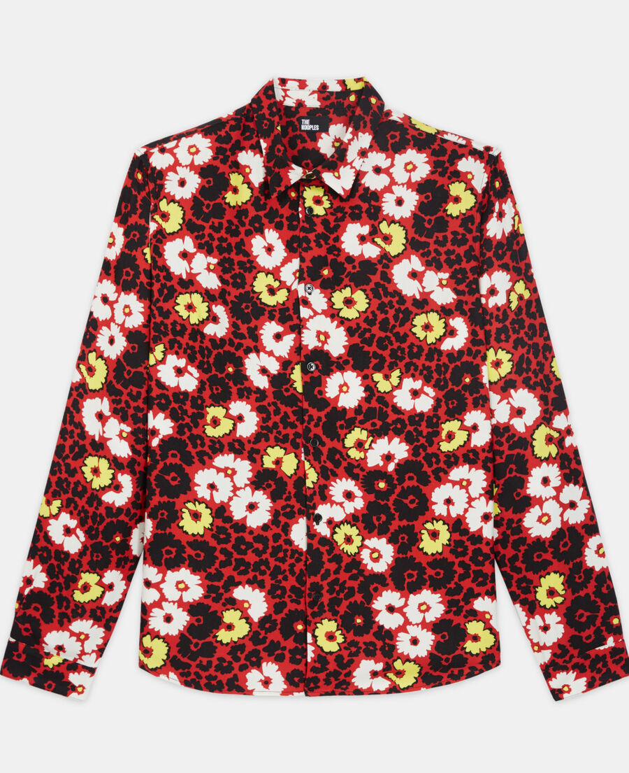 camisa estampado floral con cuello clásico