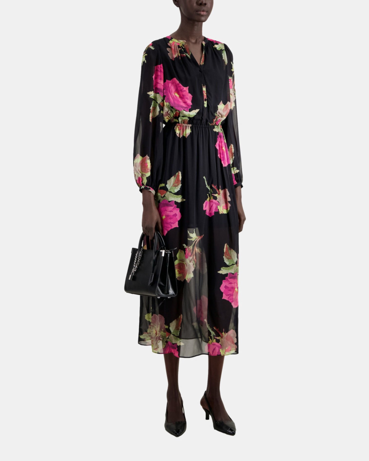 Langes Kleid mit Print, PINK BLACK, hi-res image number null