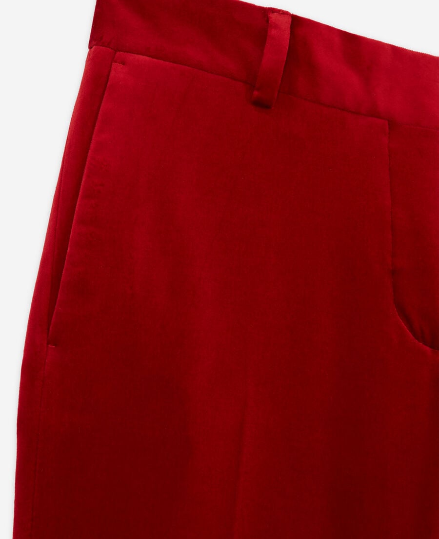 The Kooples FEMME RED pantalon de costume flare velours rouge
