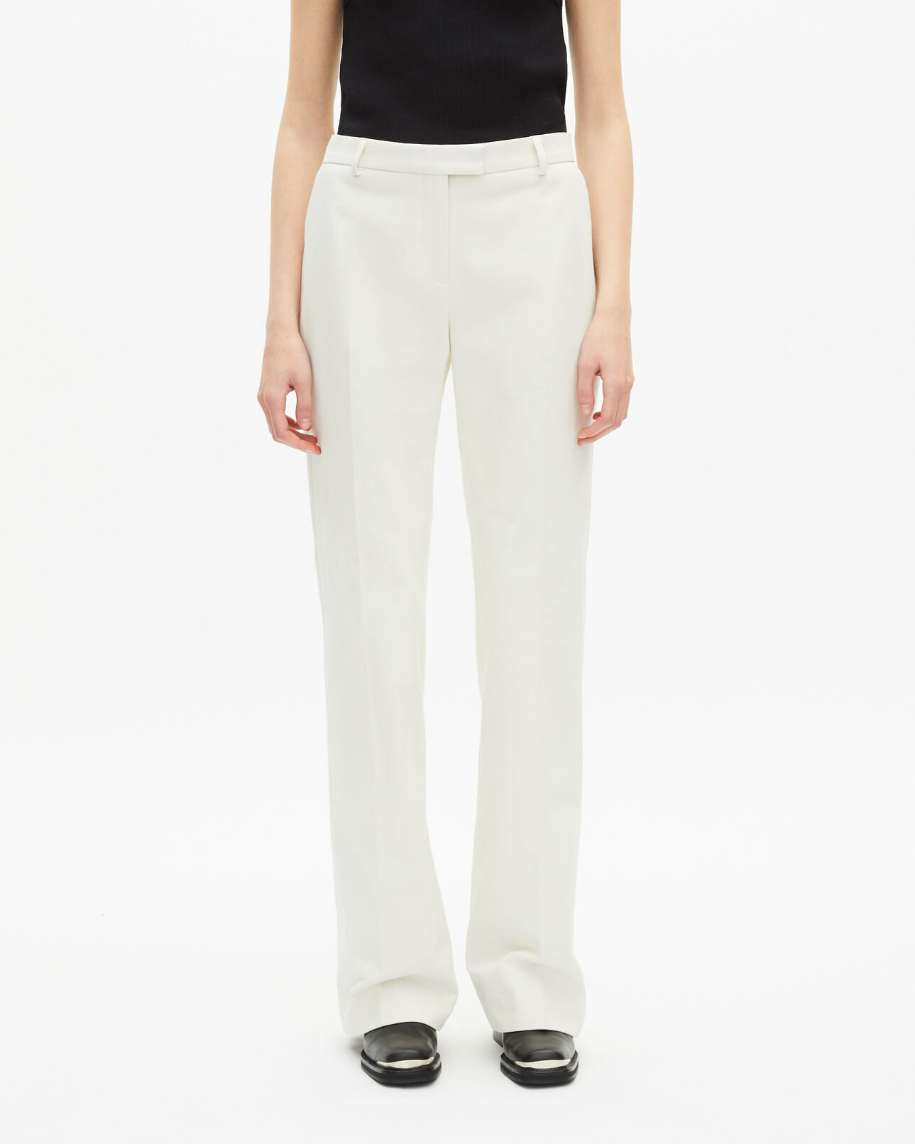 The Kooples MUJER WHITE pantalón de traje de pierna ancha de algodón crudo