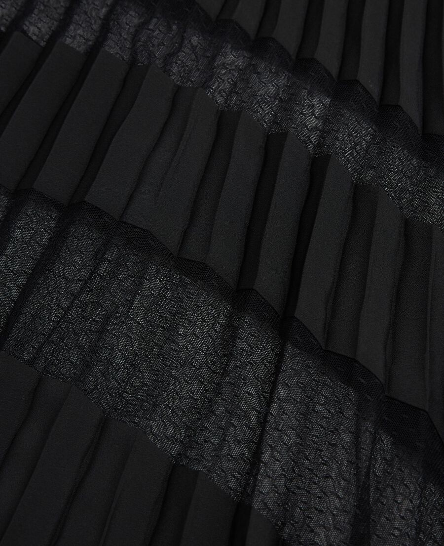 The Kooples WOMEN BLACK long black pleated skirt