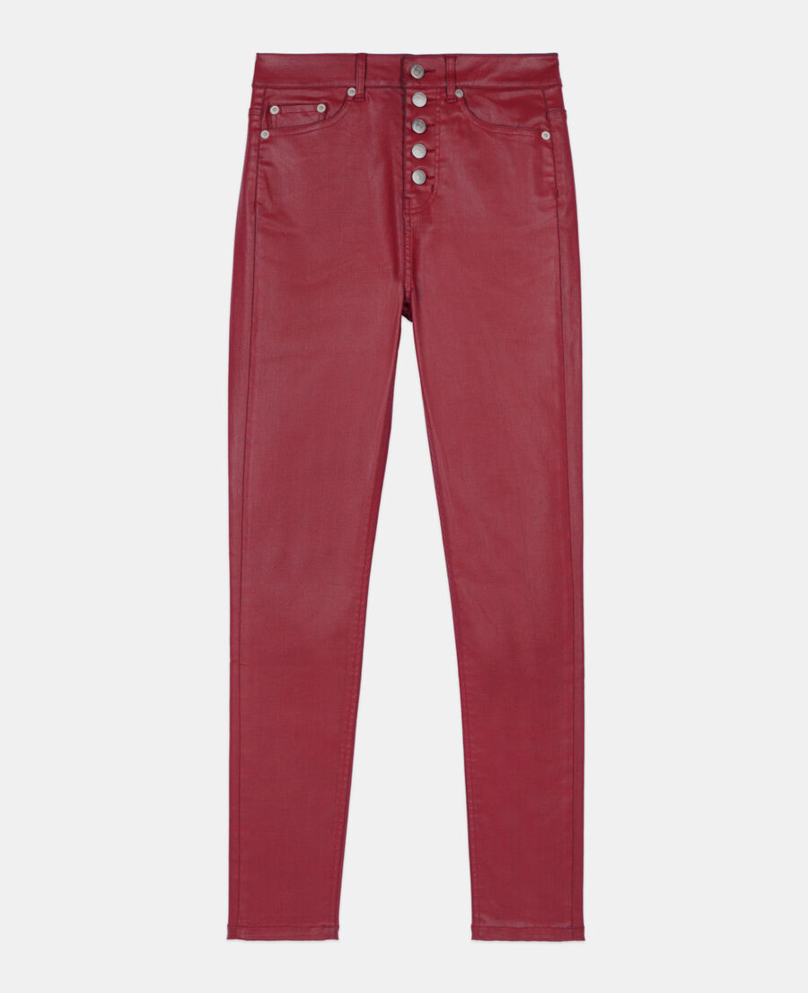 The Kooples F DARK RED red leather-effect skinny jeans