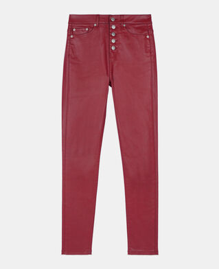 The Kooples F DARK RED red leather-effect skinny jeans
