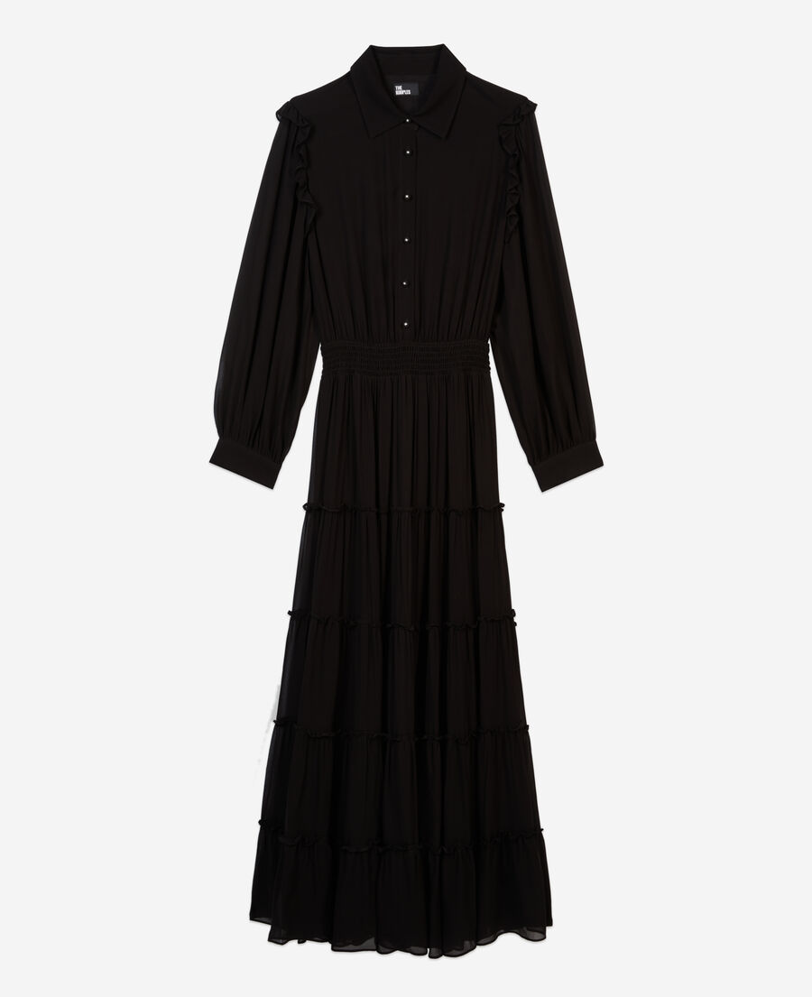 The Kooples F BLACK long black dress with ruffles