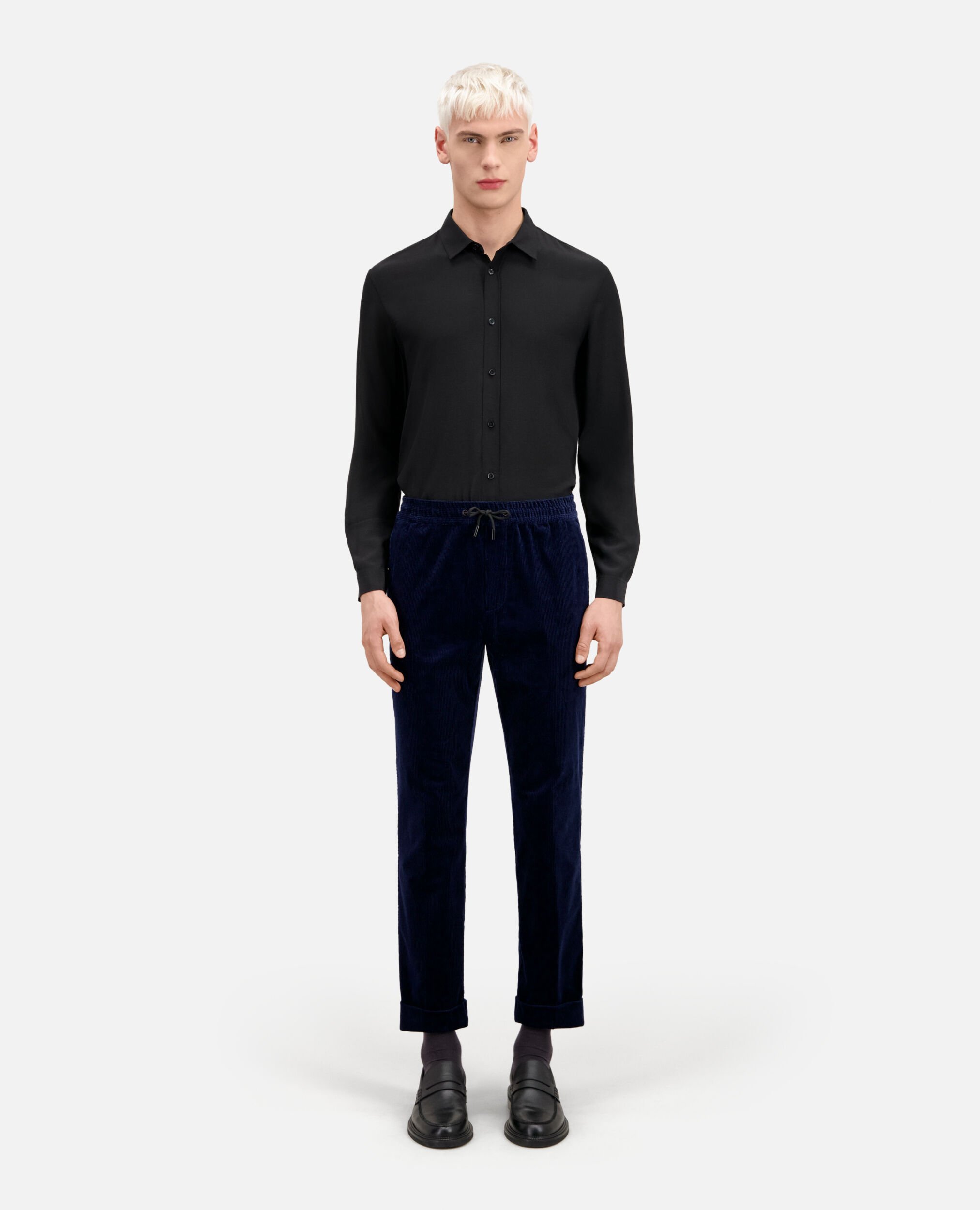 Navy blue corduroy trousers, NAVY, hi-res image number null
