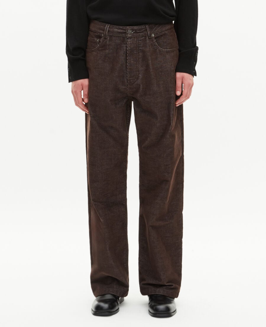 The Kooples HOMME TABACCO jean baggy en velours c&ocirc;tel&eacute; marron
