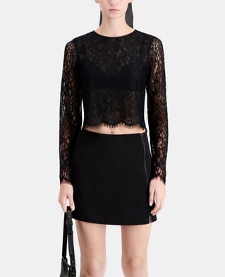 The Kooples FEMME BLACK top court noir en dentelle