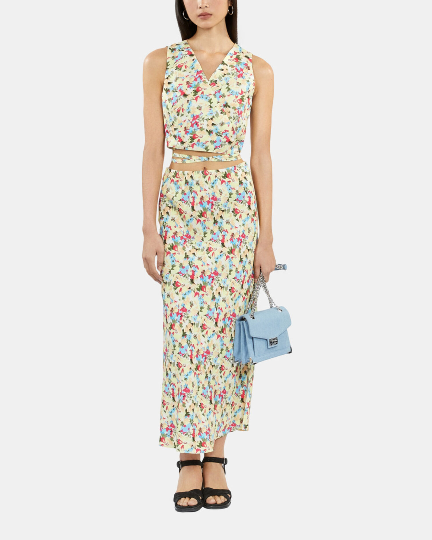 Printed short wrap top, YELLOW, hi-res image number null