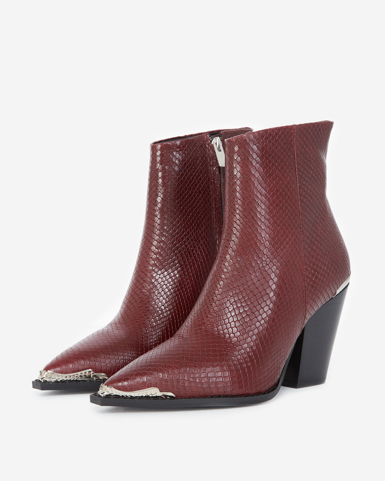 The Kooples FEMME BORDEAUX boots cuir bordeaux façon python