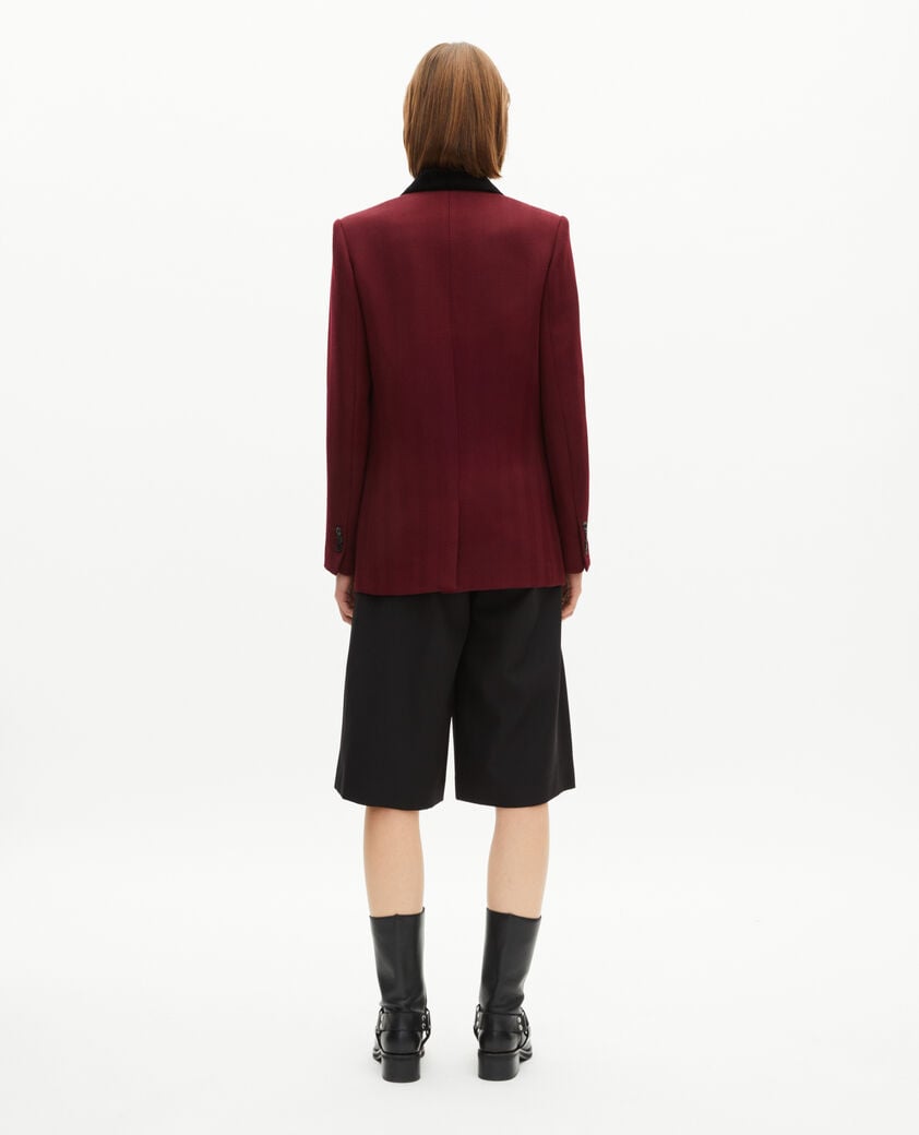The Kooples WOMEN WINE RED jacket with burgundy velvet collar