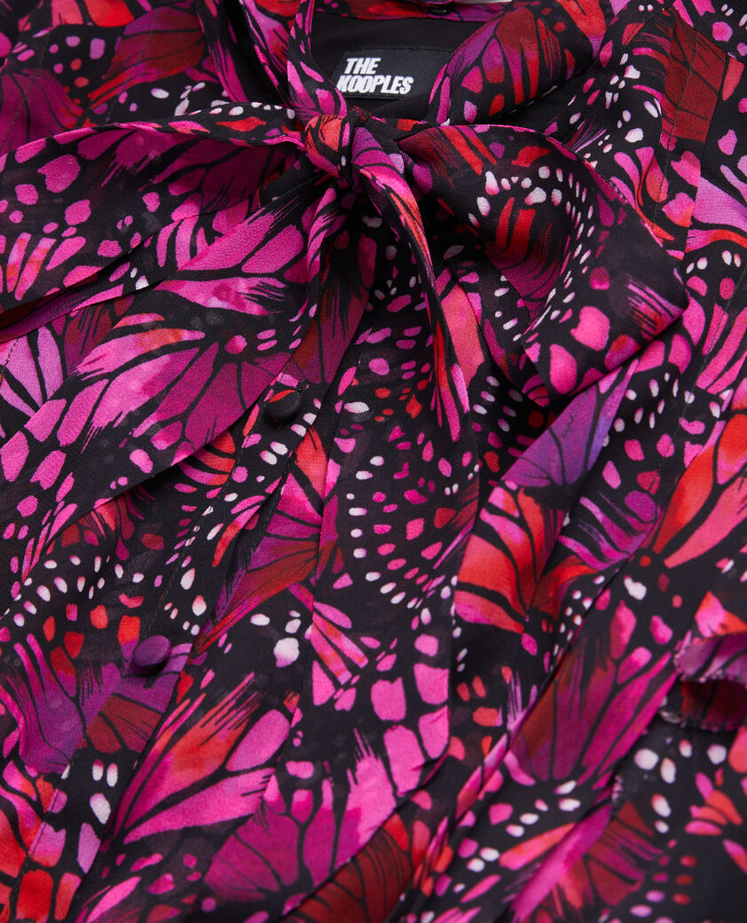 The Kooples FEMME PINK robe longue imprimée avec volants