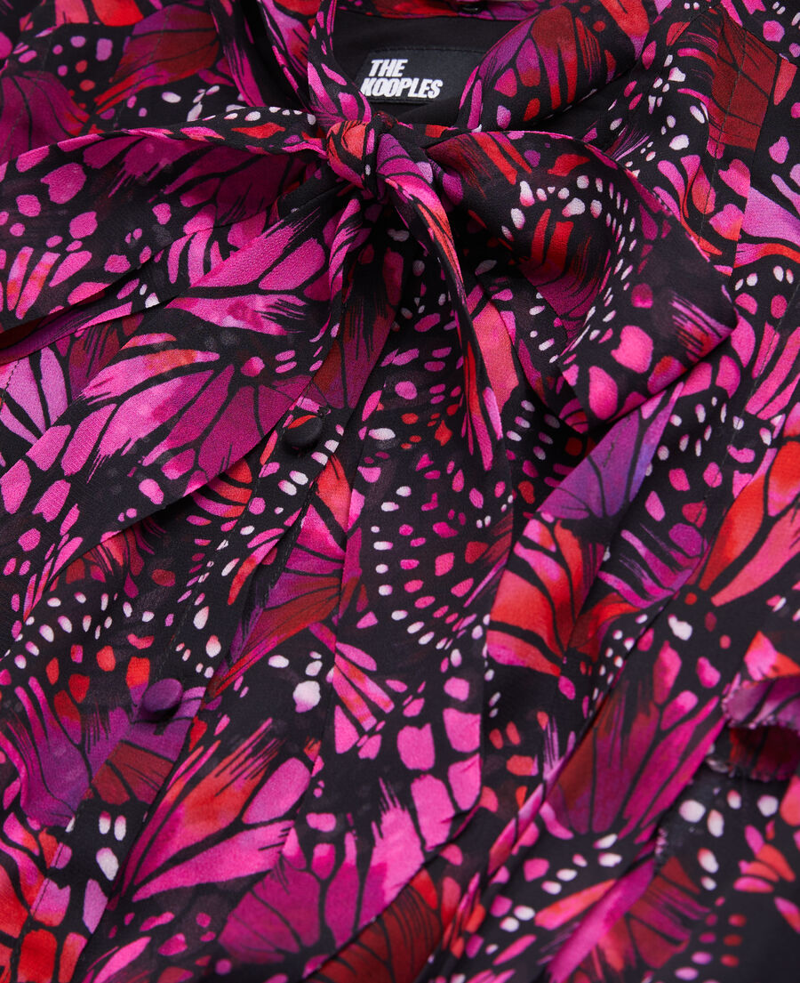 The Kooples FEMME PINK robe longue imprimée avec volants