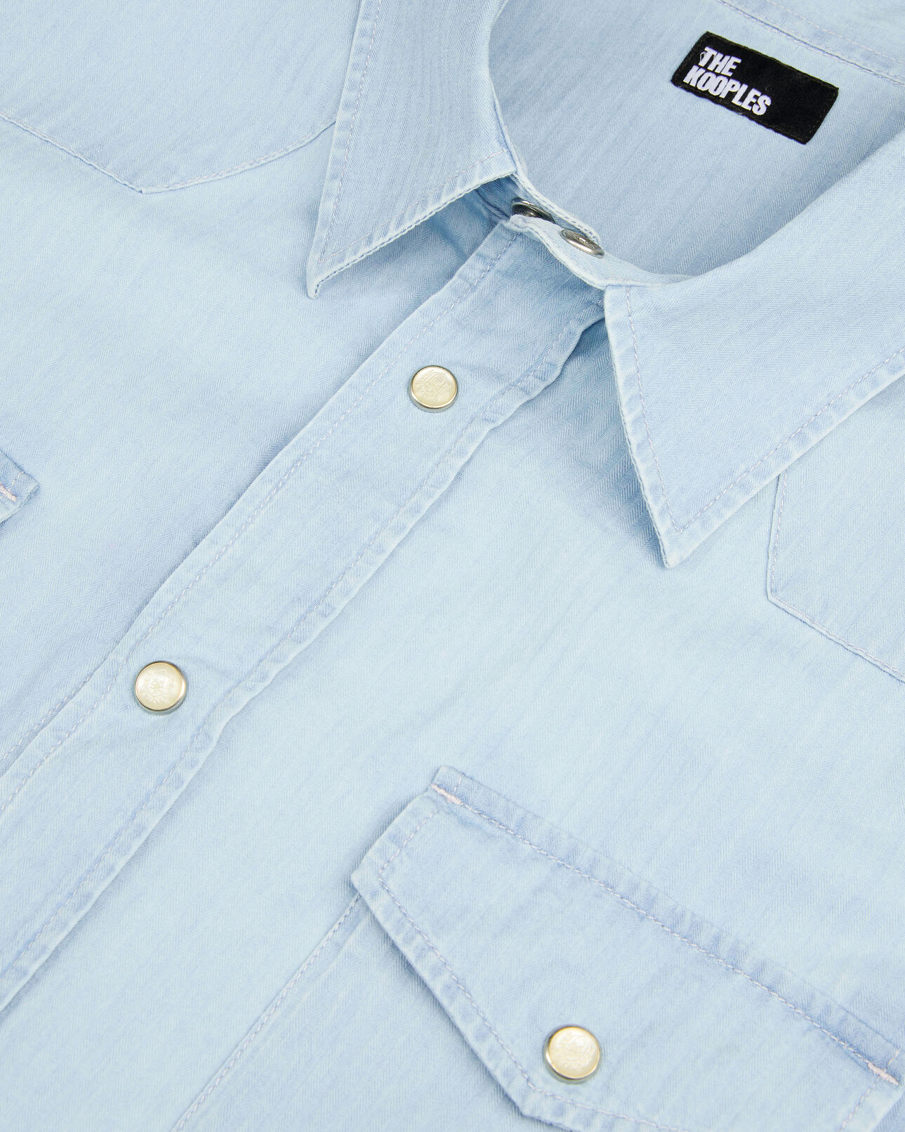 The Kooples HOMME BLUE BEIGE chemise en denim bleu