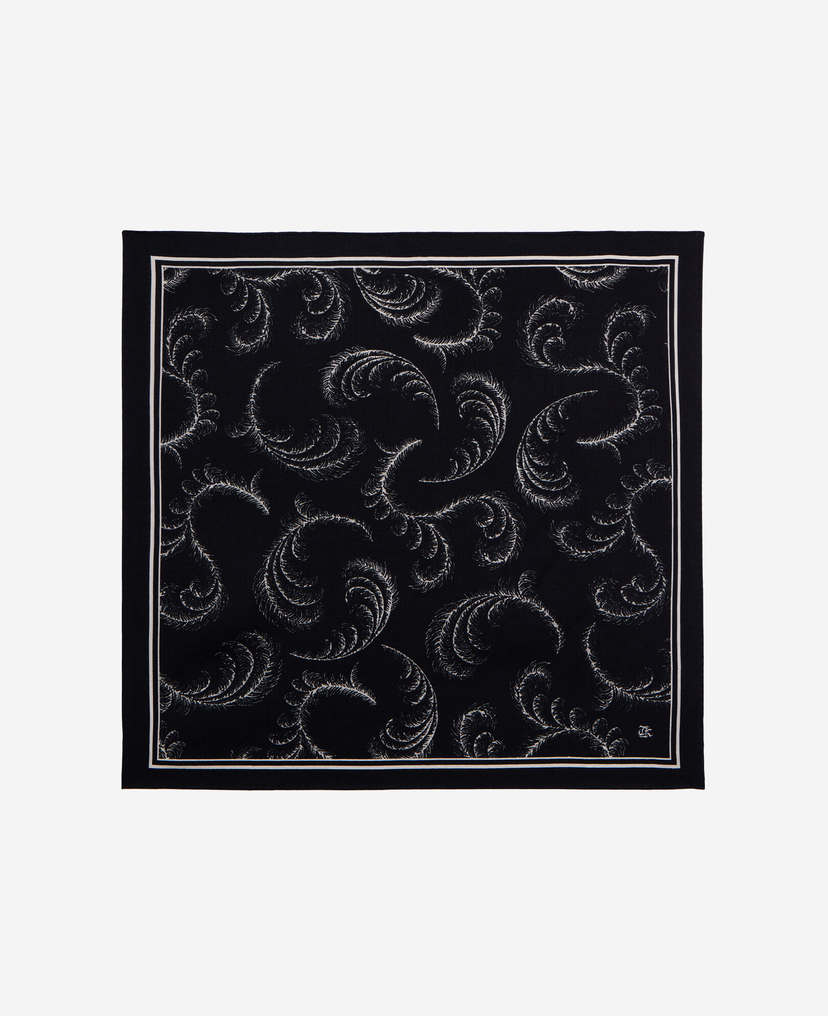 The Kooples WOMEN BLACK WHITE black printed wool and silk scarf