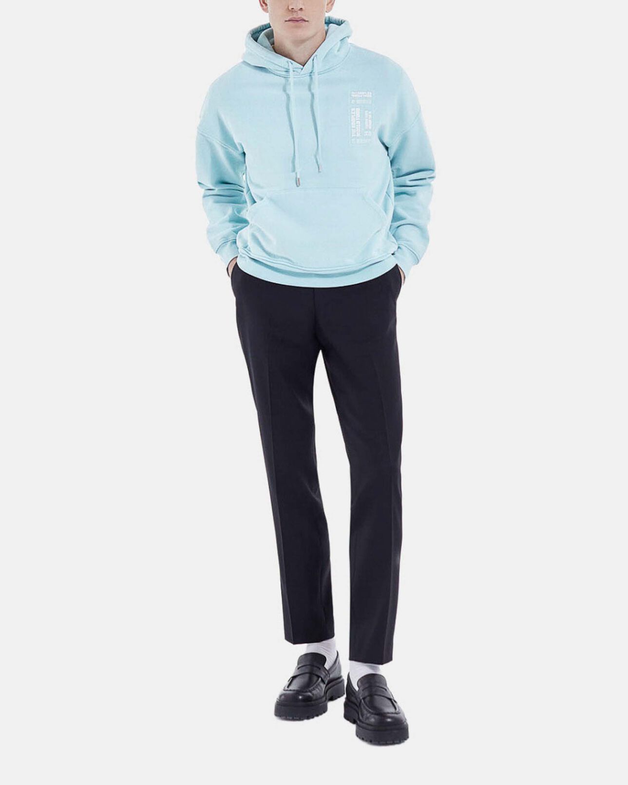The Kooples HOMME BLUE SKY sweat capuche bleu ciel oversize print