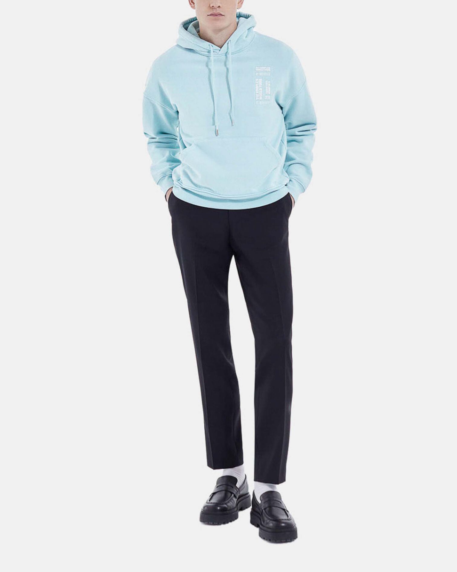 Sweat capuche bleu ciel oversize print, BLUE SKY, hi-res image number null