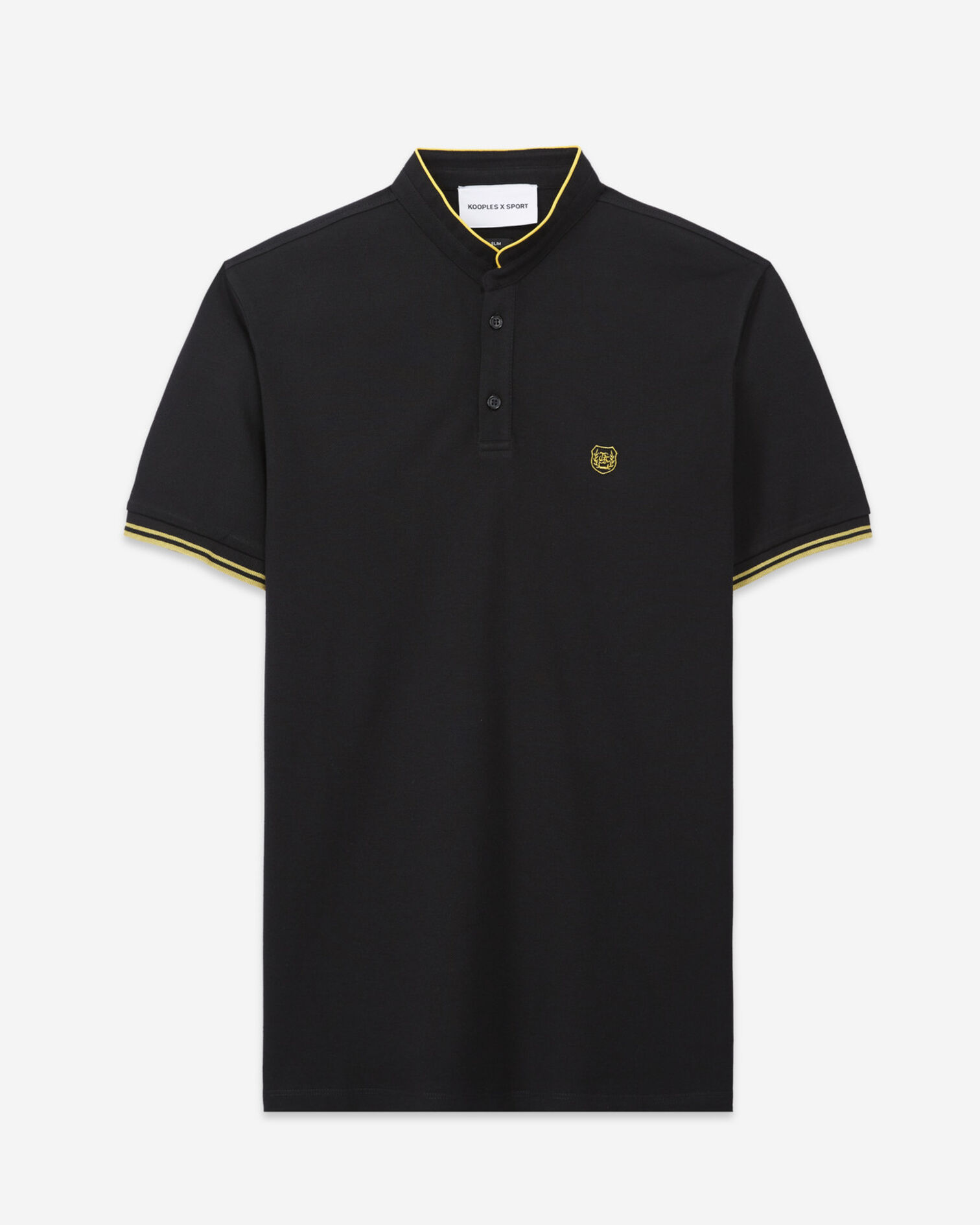 Polo coton noir à passepoil doré, BLACK / OLD GOLD, hi-res image number null