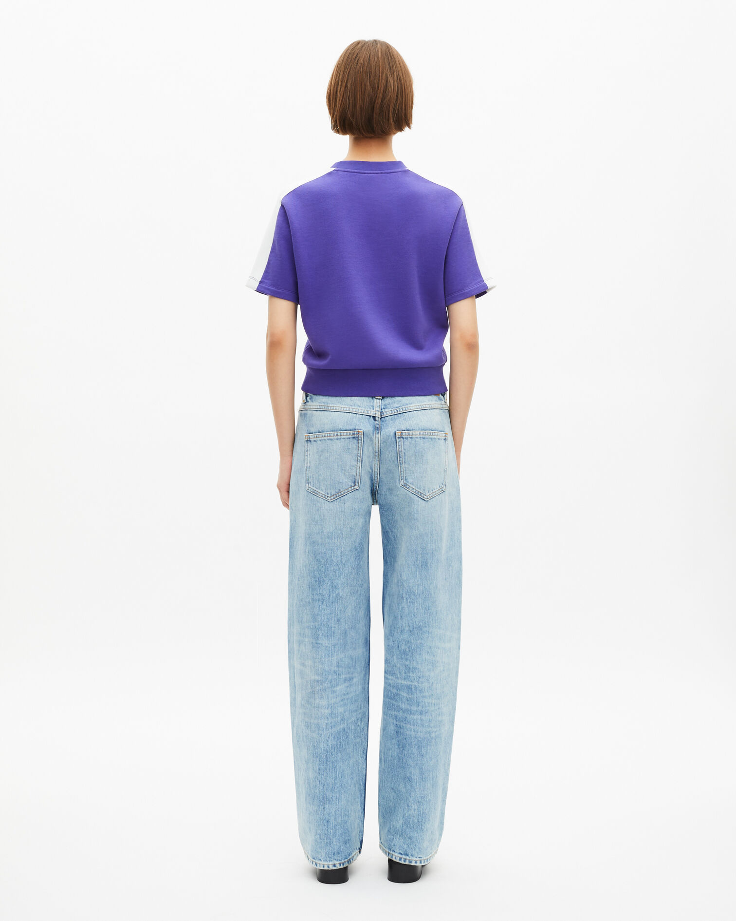 Kurzärmeliges Sweatshirt mit lila Siebdruck, ELECTRIC BLUE, hi-res image number null
